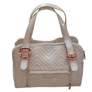 Ted Baker Quilted Patten Leather Vinyl Should Bag Rose Gold Hardware